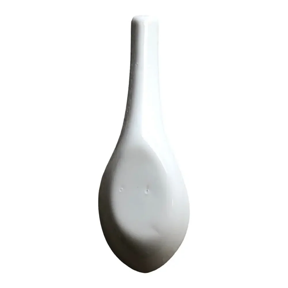 Asian Soup Spoons Set of 8 White Ceramic Chinese Rice Porcelain Flat Bottom